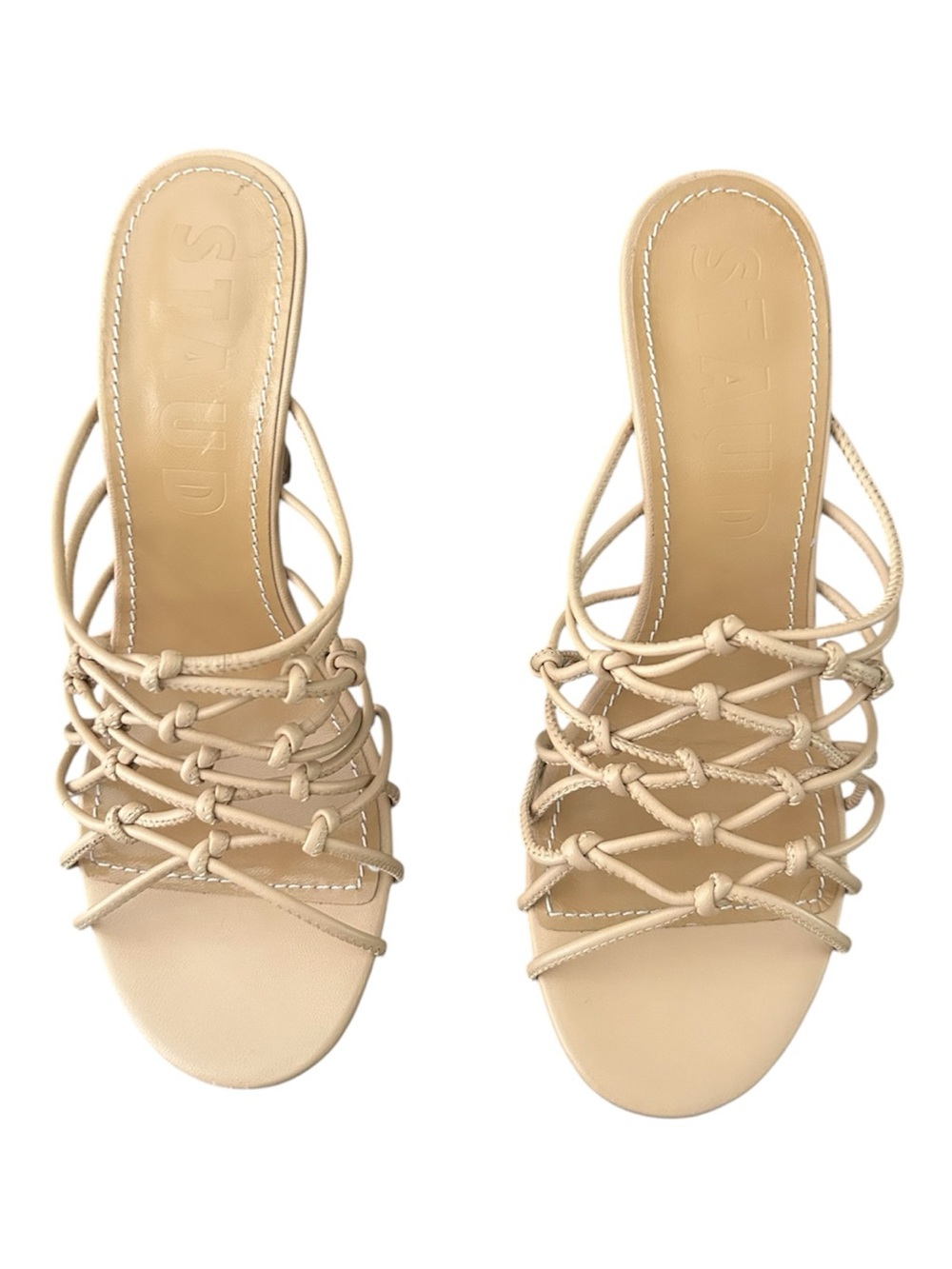 Staud Beige Strappy Knot Mule Sandals for Women
